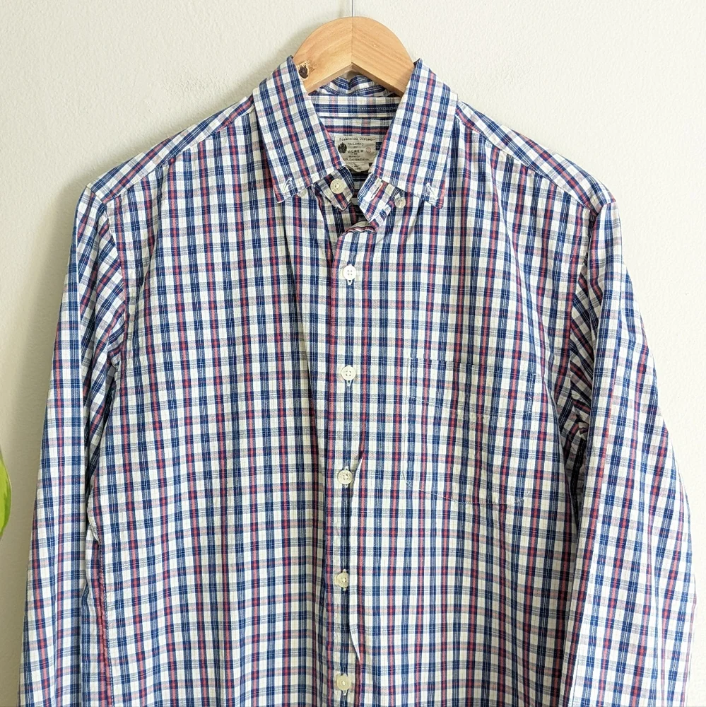 J. Crew | Sunwashed Oxford | Men's Plaid Long Sleeve Button Front Shirt